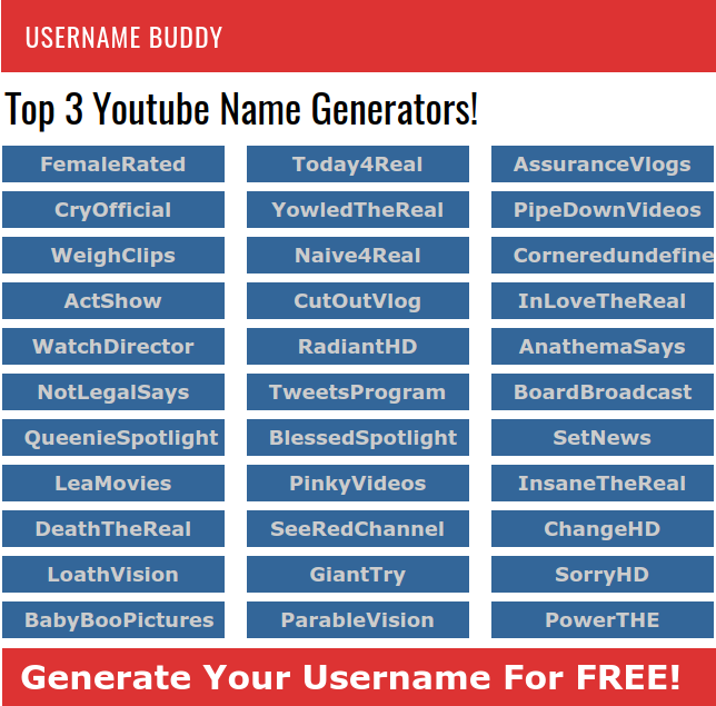 Youtube Name Generators! Get Ace Channel | Usernames Instantly